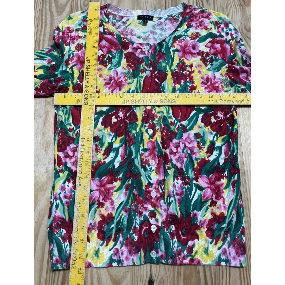 Talbots Charming 3/4 Sleeve Cardigan Button Front Spring Floral Size Small - Picture 6 of 7